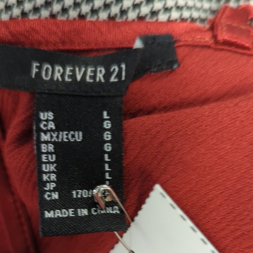 01437 Forever 21 Lace Up Satin Slip Maxi Dress Rustic Red Size Large evening - Picture 7 of 8